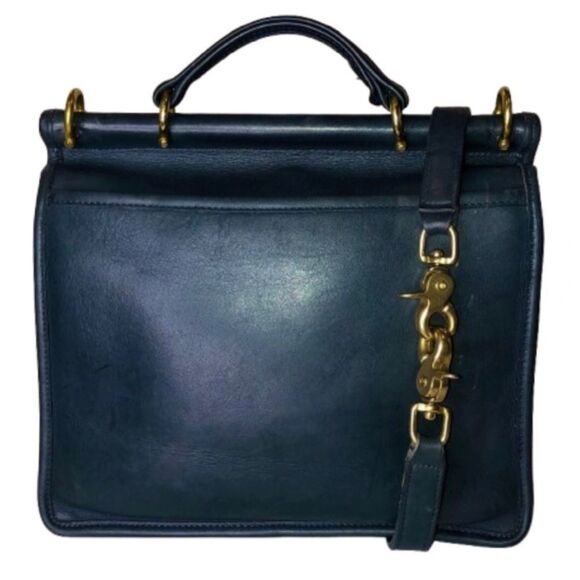 COACH WILLIS Navy Glove Tanned Top Handle Crossbody Satchel Vintage 9927 USA COA - Picture 3 of 17